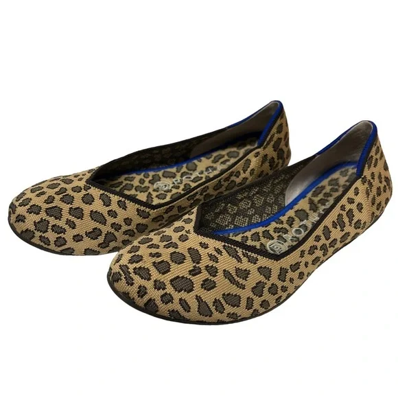Rothy’s The Flat Round Toe Leopard Print Ballet Flats 8.5